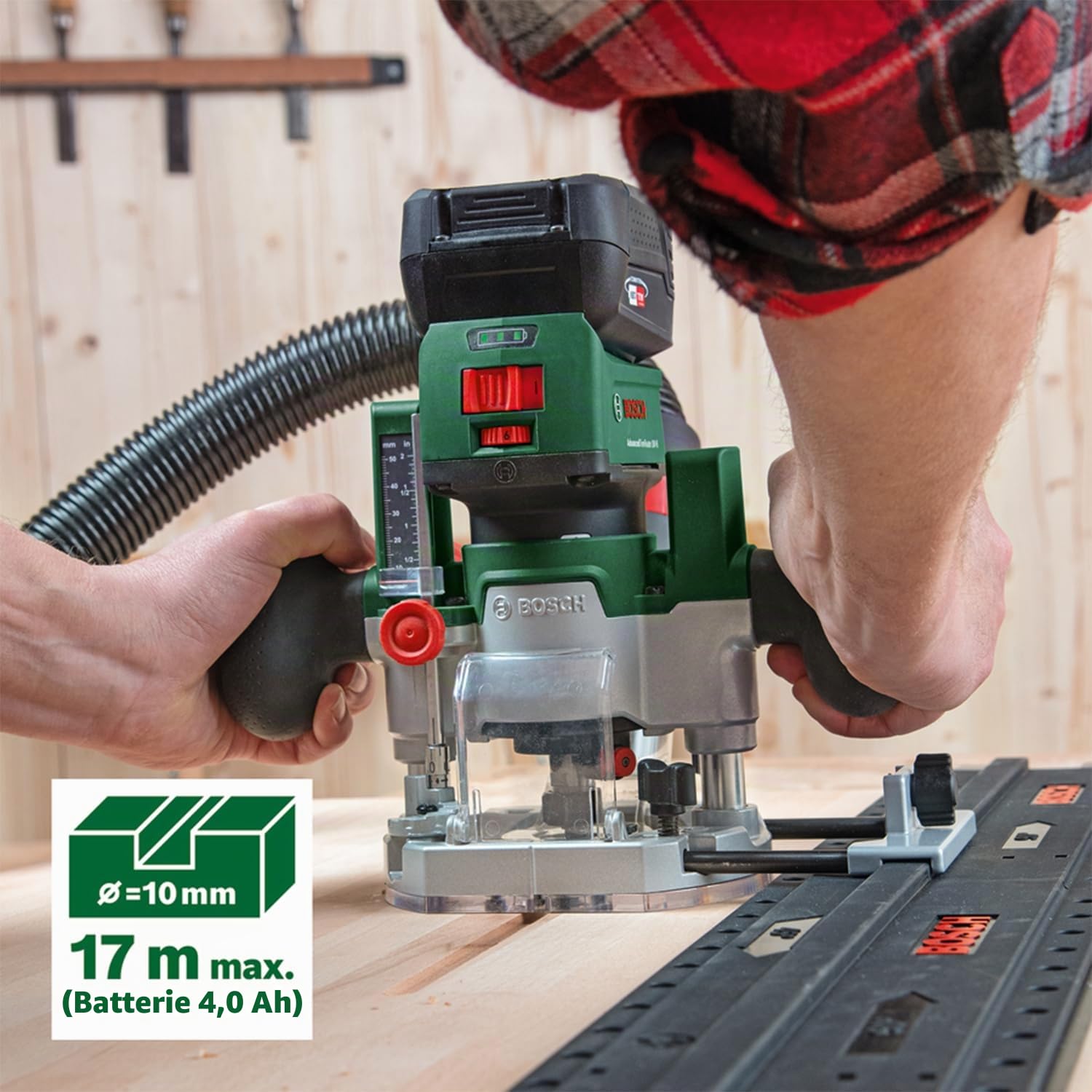Bosch Home and Garden Base plongeante pour défonceuse compatible avec le AdvancedTrimRouter 18V-8 (pour le fraisage de fentes et de poches)