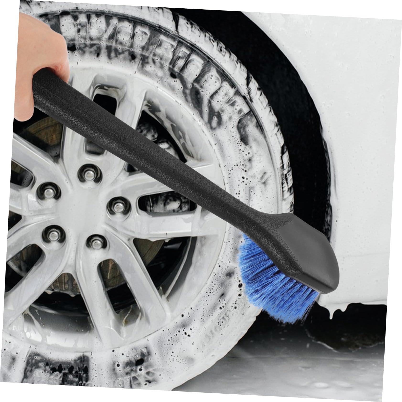 2pezzi Spazzole per Pulizia Ruote Auto Manico Lungo Ergonomico Spazzola per Pneumatici e Cerchi Strumento di Manutenzione per Auto Pulizia e Comoda Colori