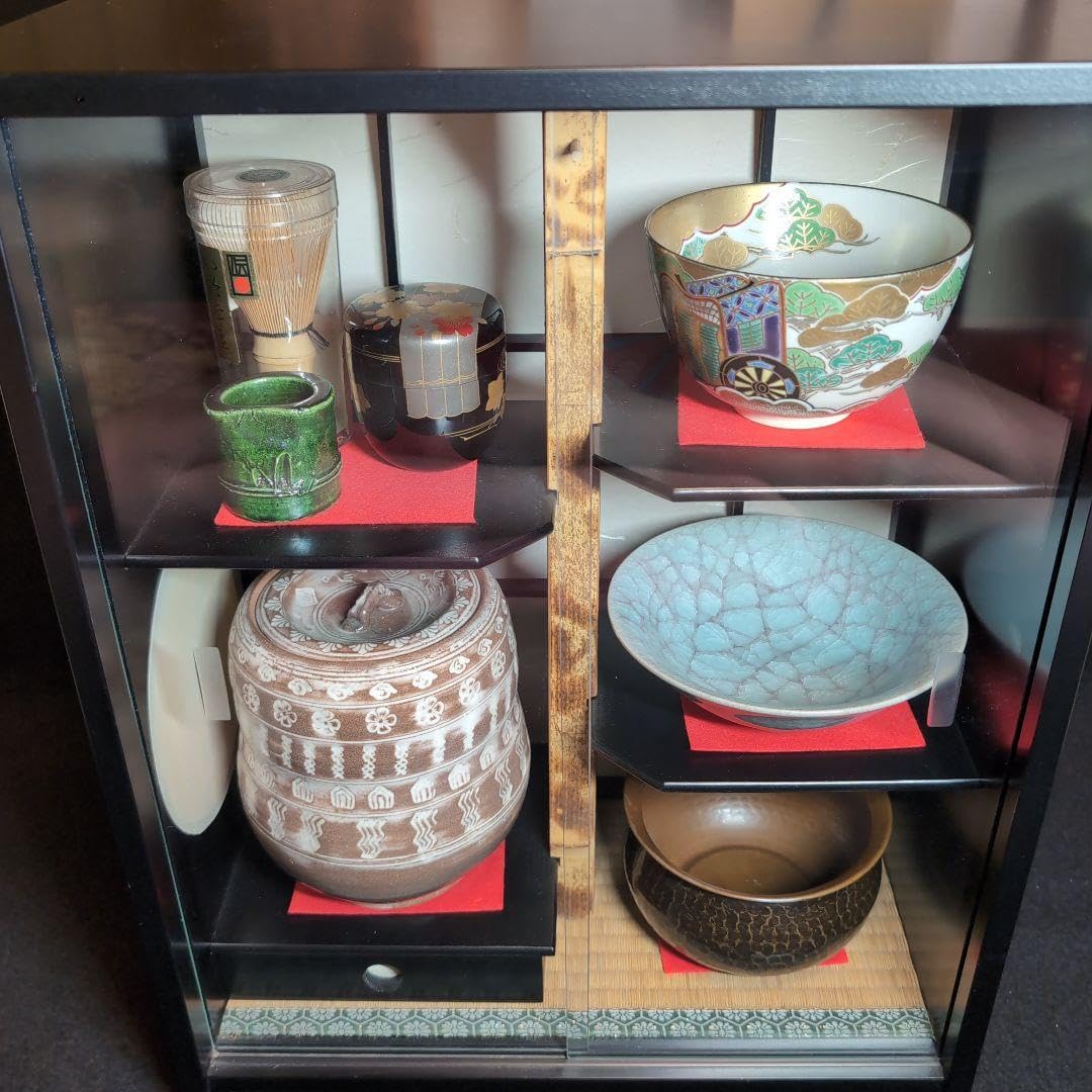 Amazon.co.jp: 茶道茶道具セット 高級蒔絵棗 茶筌 銅製建水 ガラス展示  