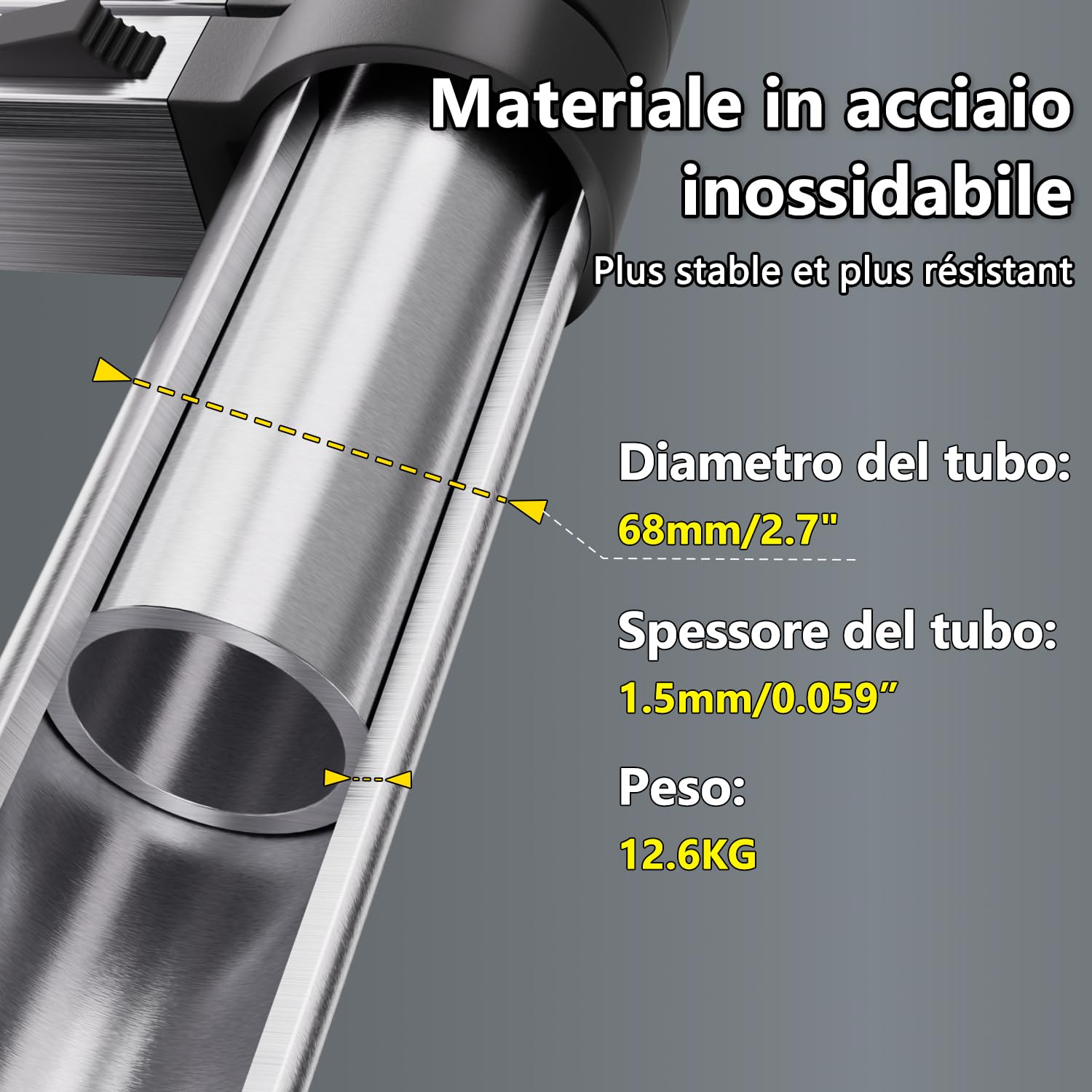 Scala Telescopica in Acciaio Inox 3,8m Scala Estensibile Portatile con Piedini Antiscivolo, Scale Allungabile per Soffitta, Coperture, Camper, Decorazione e Manutenzione