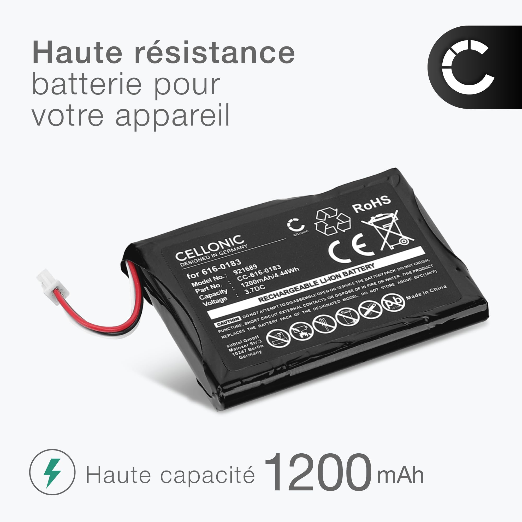 subtel 1x Batterie Compatible avec Apple iPod 4 Gen. - A1059 | 1x, (1200mAh, 3.7V, Lithium Ion), Lecteur mp3 Batterie pour Apple iPod 4 Gen. (Photo) - A1099, 616-0183, 616-0198, 616-0215