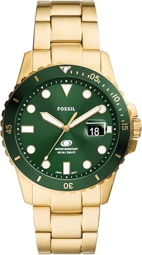 Fossil Blue Dive Men's 42 MM Gold-Tone Stainless Steel Watch, FS6030