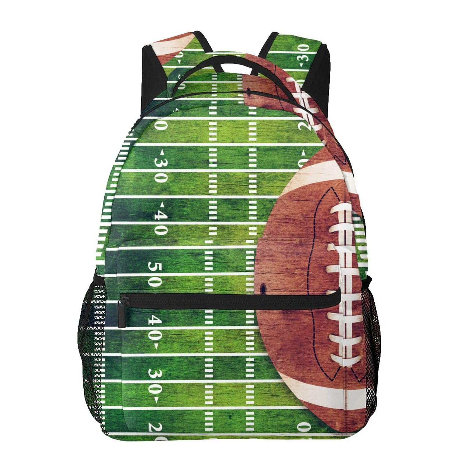 HKHEHOP American Football Field Ball Backpack For School Laptop Bags Bookbag Big Casual Daypack For Student Girls Boys Kids Teens Travel Sports Work