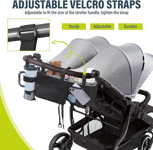 Miniatura 5 de Bolsa organizadora de cochecito doble para cochecito Bob Baby Jogger City Mini GT2 Jeep, accesorios universales para cochecito con soporte para