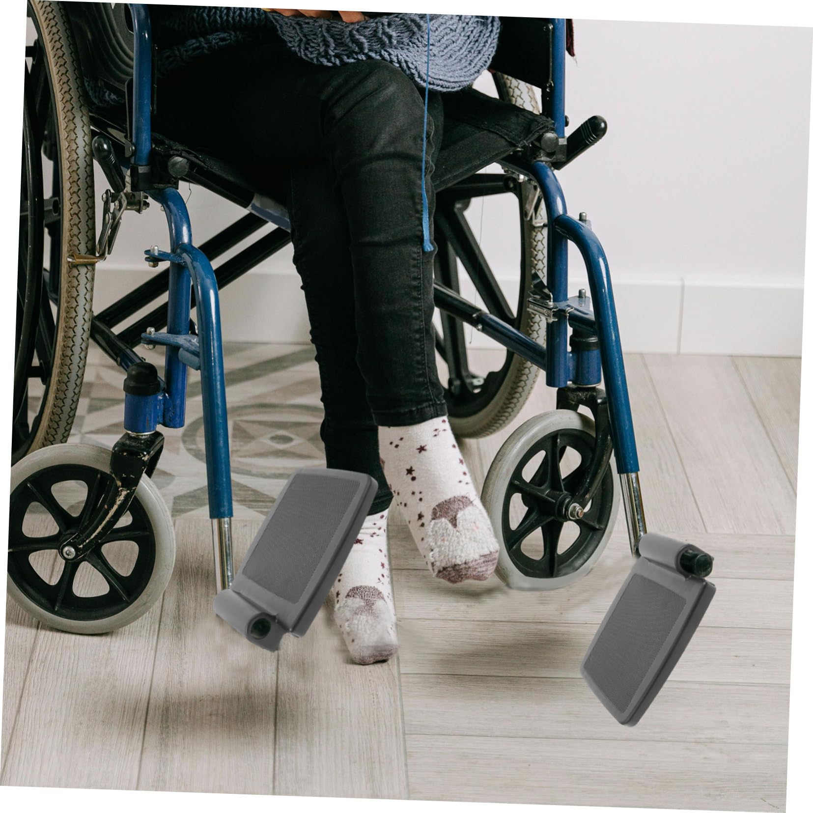 Reposapiés Para Silla De Ruedas 2 Piezas Pedal Resistente Negro Plataformas Elevadoras Seguridad Comodidad Personas Mayores Cuidado Diario