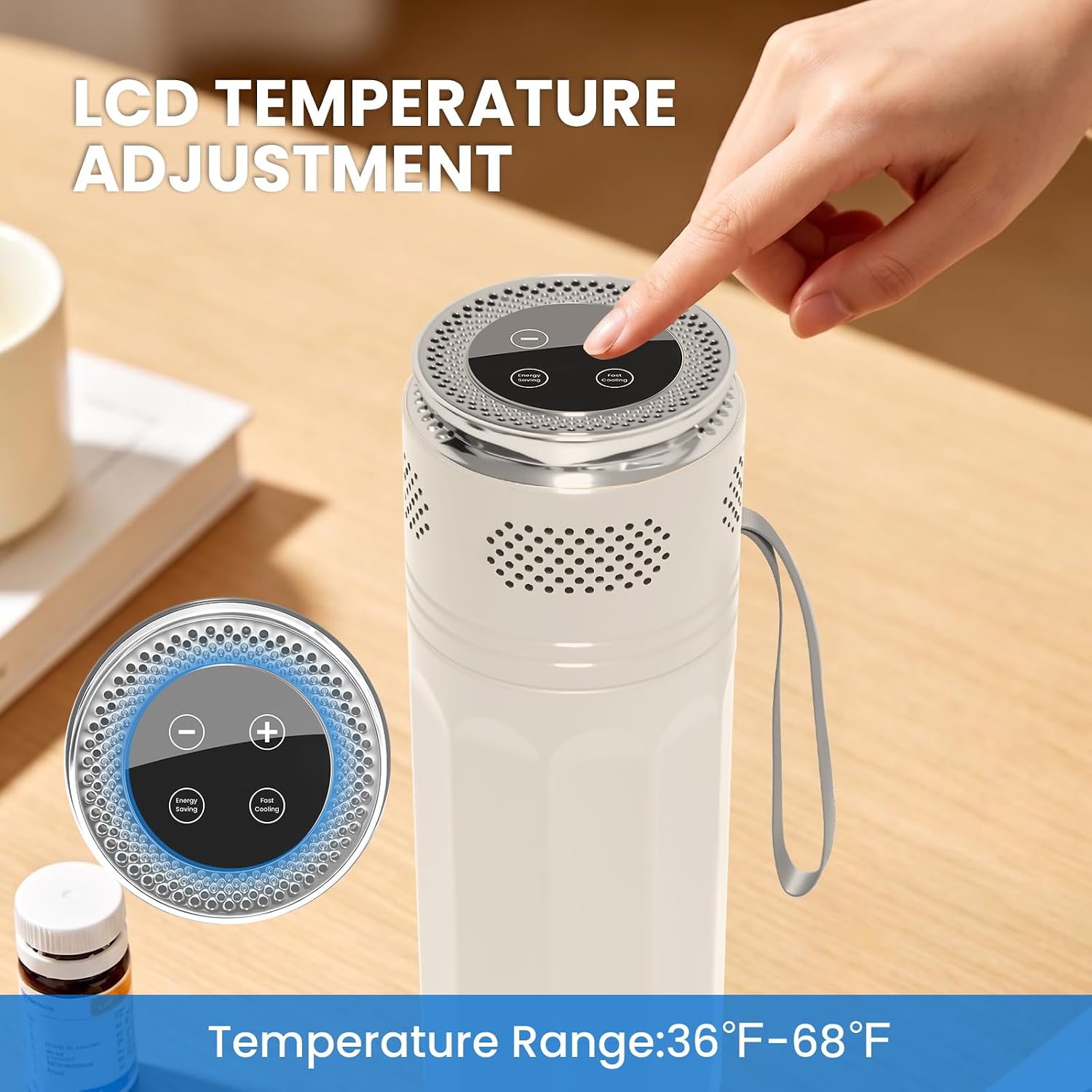 Electric Insulin Cooler Travel Case TSA Approved, Insulin Fridge Portable Insulin Refrigerator, Insulin Travel Cooler for 1–3 Pens, 35-68°F Temperature Adjustable (White)