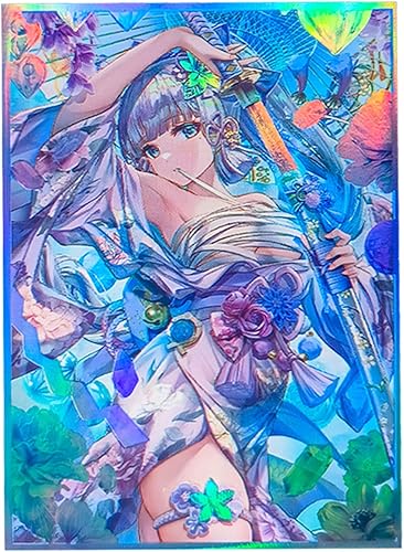 50 unidades (Kamisato Ayaka) - Tarjetas holográficas de tamaño estándar para MTG/TCG/PTCG, fundas protectoras para tarjetas de impresión de anime,