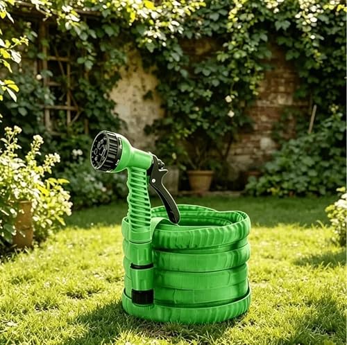 Expandable Garden Hose with Multi-Function Spray Nozzle, 100 ft