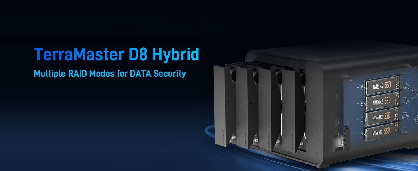 TERRAMASTER D8 Hybrid HDD NVMe Enclosure USB 3.2 Gen 2 10Gbps Type