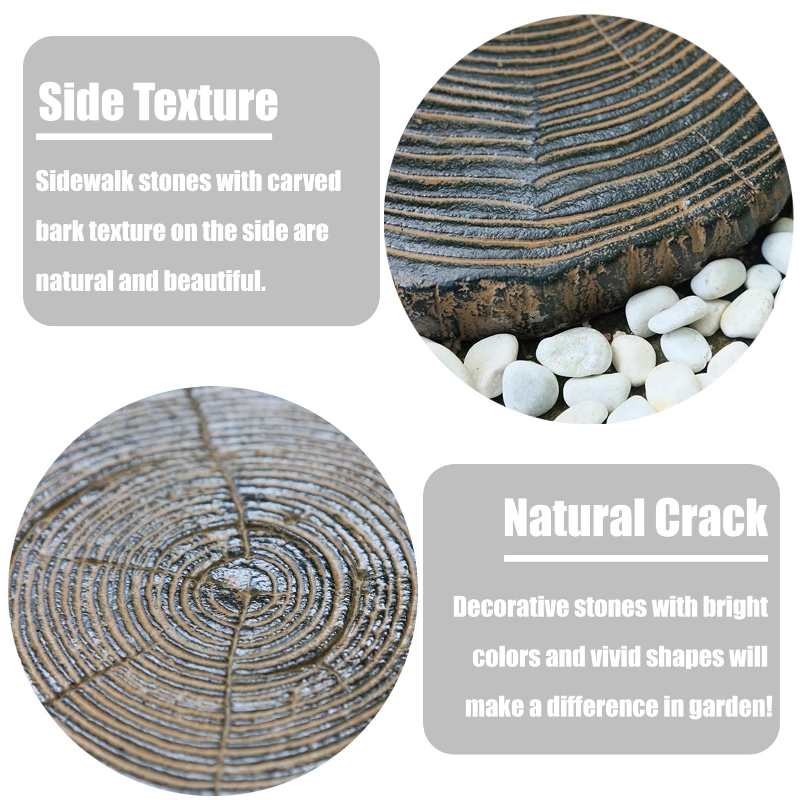 Amazon.co.jp: 踏み石 丸太効果ステップ樹脂石 1/2 / 3/4 / 5個 庭の