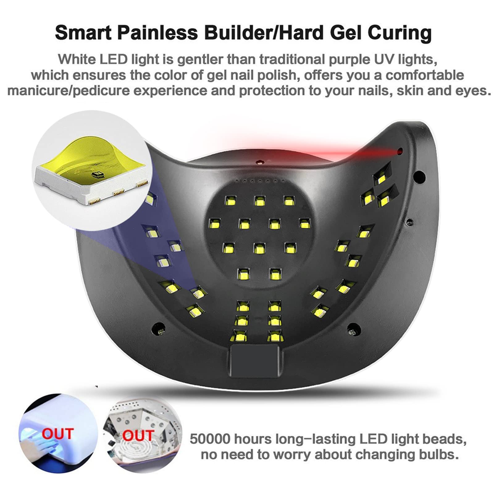 ZYC Lampada a LED 216W Lampada per Unghie per Unghie per Tutte Le ceramiche in Gel Polish Fast Curing con 4 Timer Grande Spazio Spazio Sensore Automatico Unghie