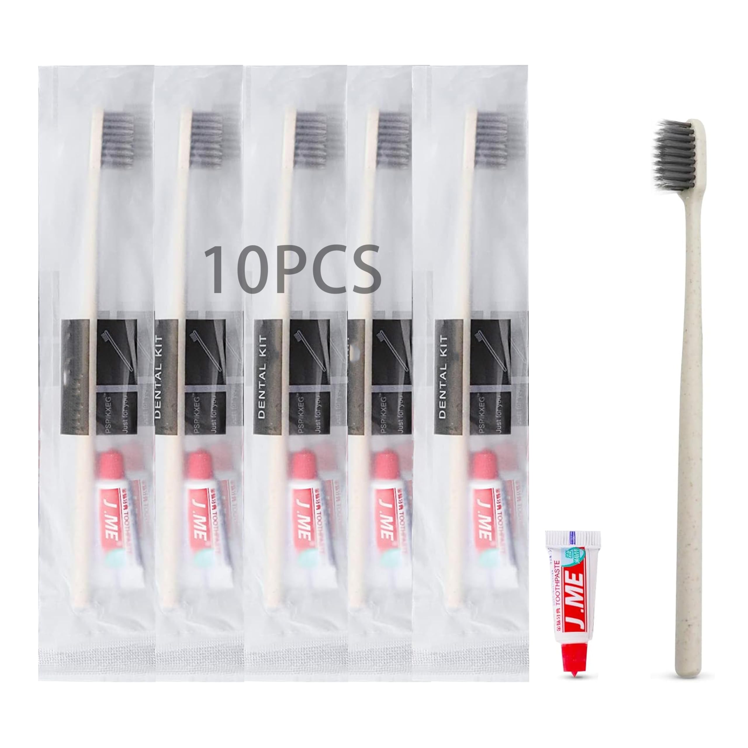 Cepillo De Dientes Desechable, 10 Cepillos De Pasta De Dientes Desechables, Empaquetados Individualmente Para El Equipo Del Baño Del Hotel, Lavado De Campamento De Viaje (10 Piezas)