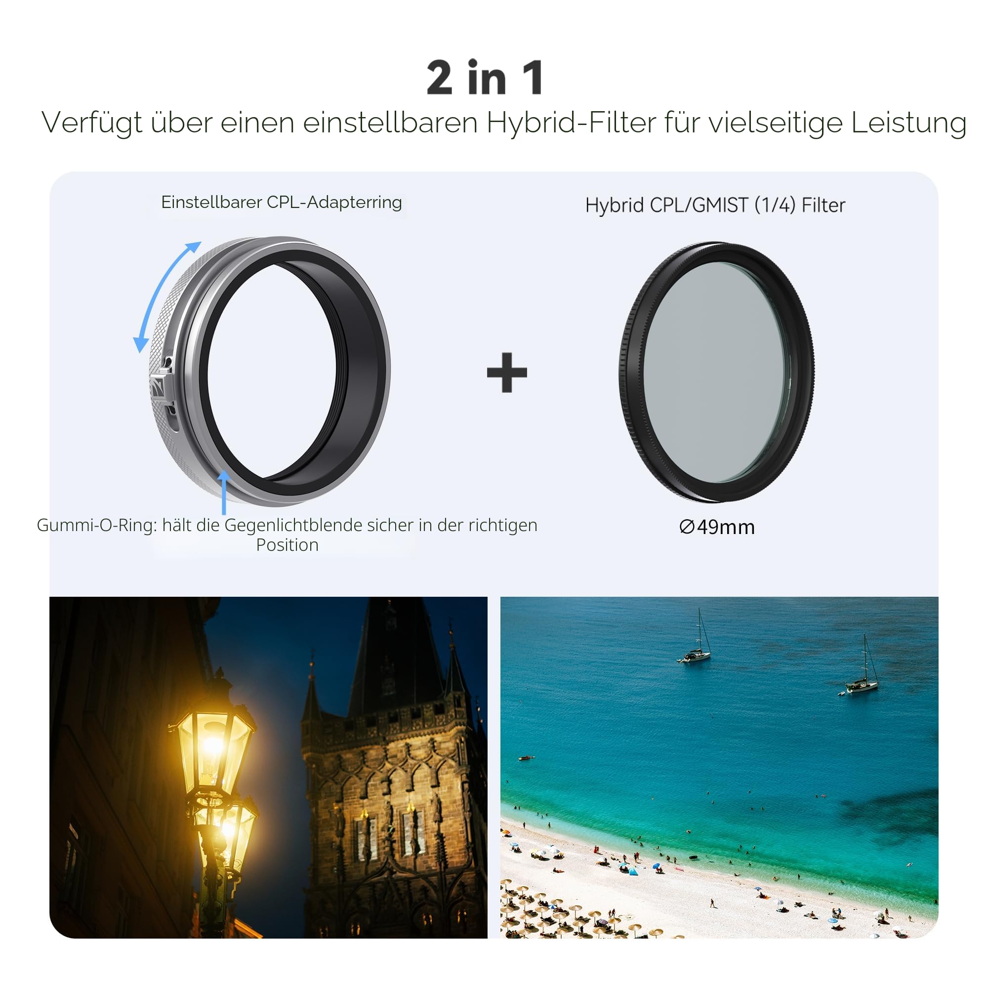 Freewell CPL/GMIST (1/4) Filter Kit mit Gegenlichtblende für Fuji X100 Serie (X100, X100S, X100F, X100T, X100V, X100VI) (Silber)