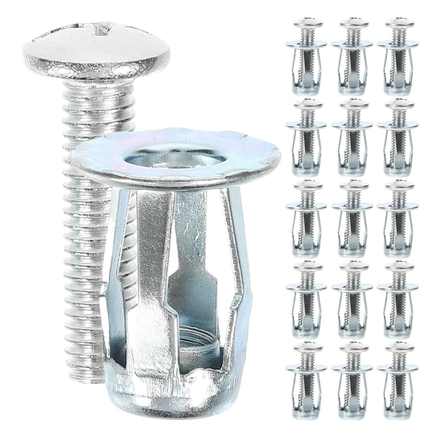 Hollow Door Anchors 150pcs Rivet Nut Inserts Hollow Wall Anchor Bolt Metal Threaded Round Slotted for Hollow Doors