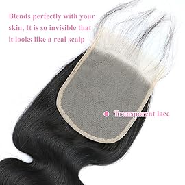 5x5 Transparent HD Lace Closure Only Body Wave Hair Closure Invisible Lace 12A Brazilian Virgin Remy Human Hair Frontal Closure 100% Human Hair Extensions Pre Plucked Natural Black 14 Inch