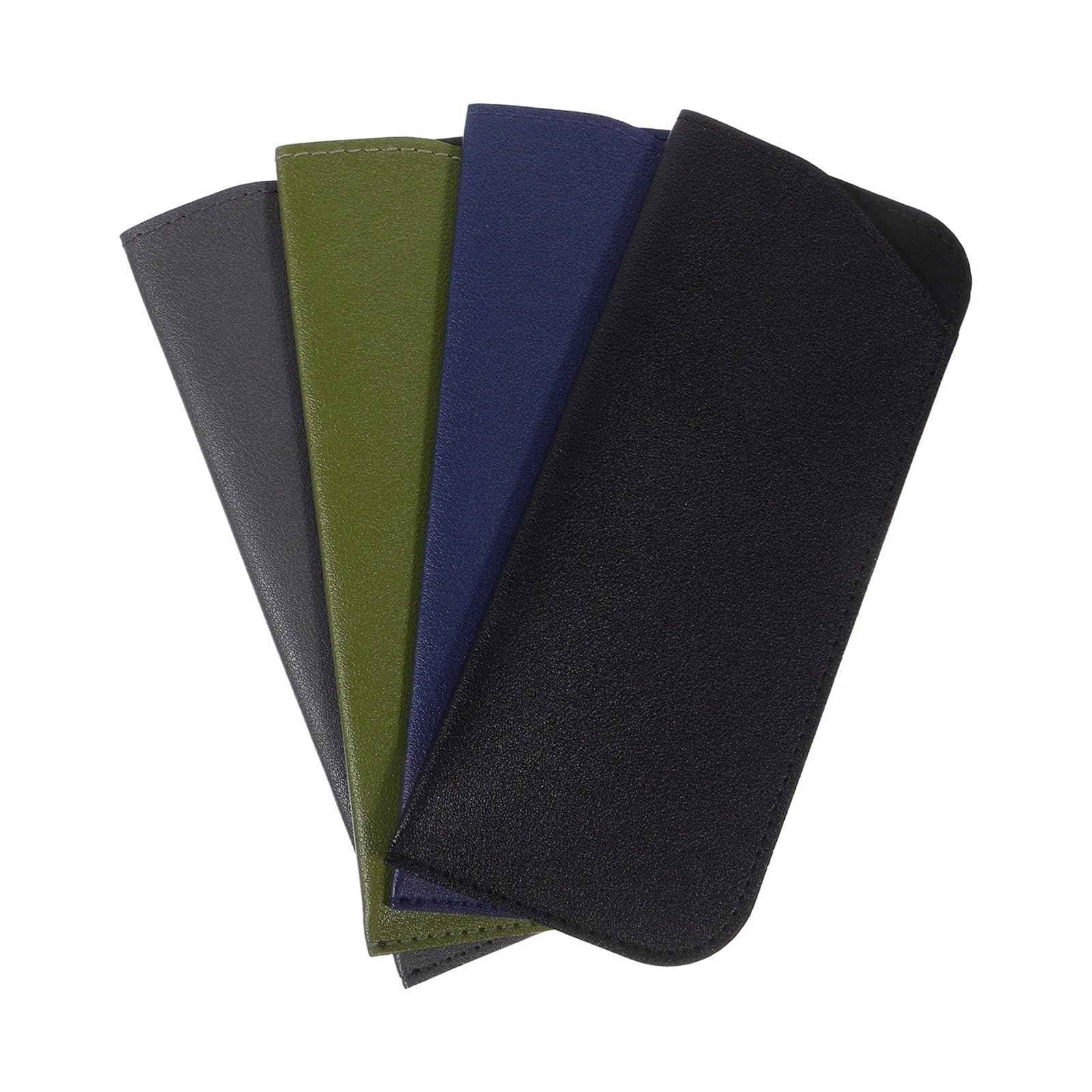 Funda de Gafas Blanda de Cuero 4pcs PU Leather Eyeglasses Case Scratch Proof Slim Eyeglass Pouch Bags Sunglasses Protector Sleeve for Home Travel Daily Use