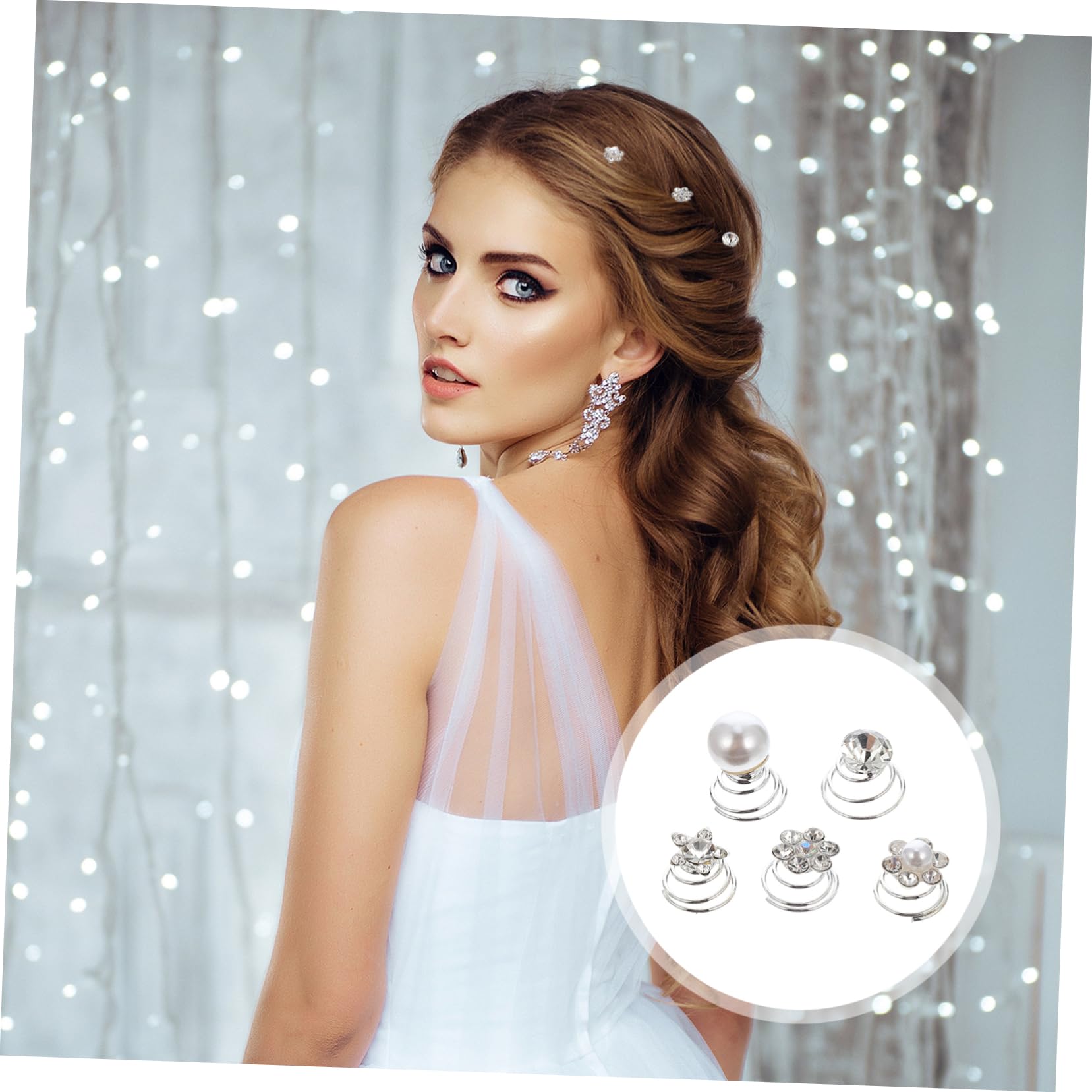 120 Piezas Pasadores en espiral las gemas para el cabello se pegan pinzas para el cabello para rizos hair clips horquillas moño pinzas para el cabello en espiral horquilla de boda FRCOLOR