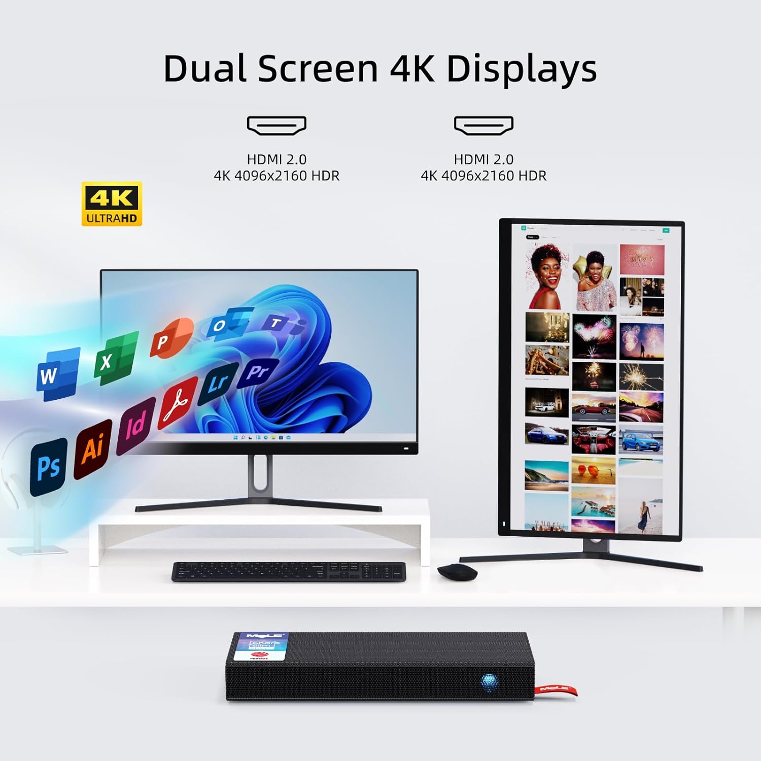 MeLE PCG02 Pro Fanless Mini PC Stick Alder Lake N100(up to 3.4GHz) Micro PC 8GB 128GB Mini Computers Small Desktop with 2.4G/5G WiFi, Bluetooth, Dual HDMI 4K Display, VESA for Home/Office - Image 4