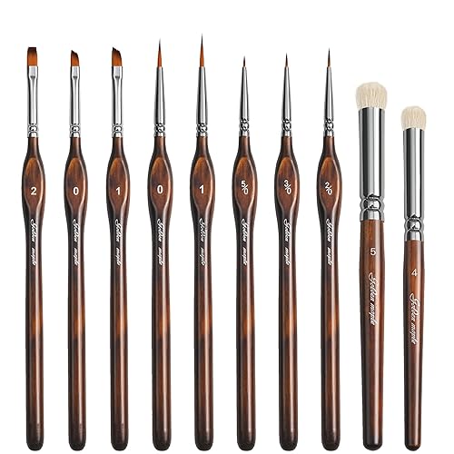 Detail Paint Brushes Dry Brushes, Golden Maple 10PC Flat Miniature