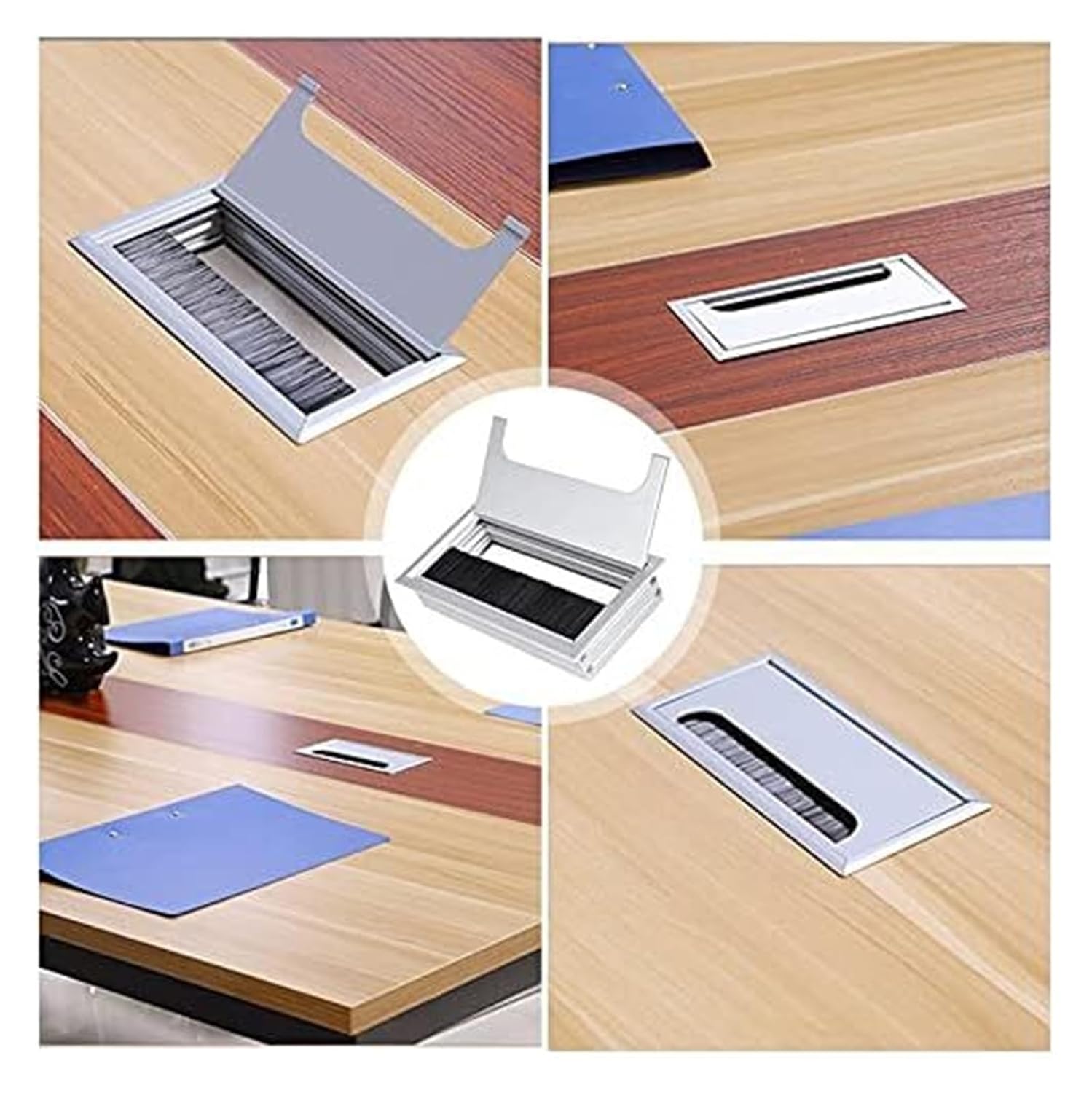 Desk Grommet,Desk Cable Grommet Aluminum Alloy Rectangular Desk Cable Grommets Wire Hole Cover Cable Outlet Port Surface Table Cable Hole Furniture Hardware(Black,200x100mm)