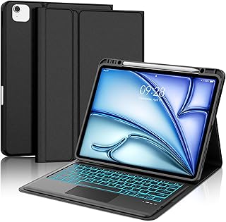 Touch Keyboard Case for iPad Air 13 (M3 2025/M2 2024) & Case Keypad for Pro 12.9 Inch 6th/5th/4th/3rd Generation with Trackpad, Detachable Key Board with Colors Backlit for Pro12….