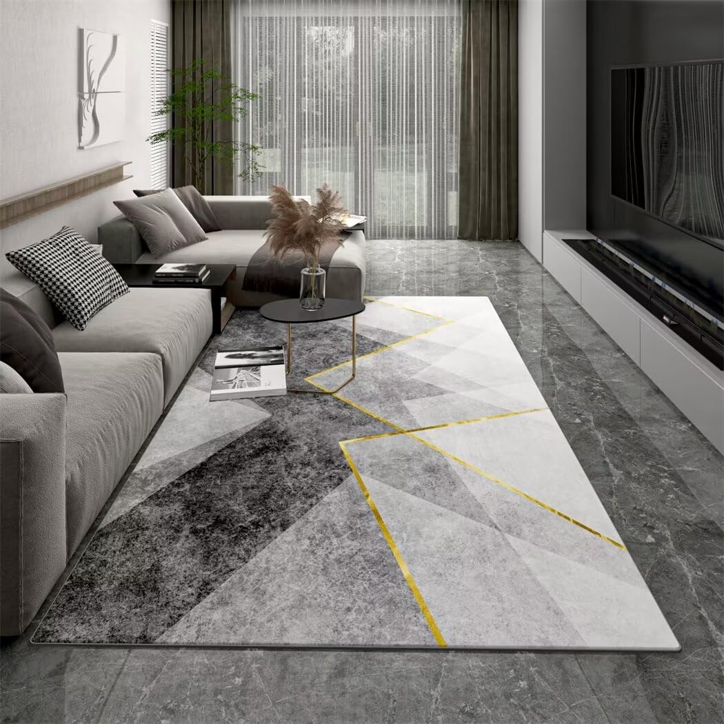 Tapis de salon gris 160x200cm aux lignes simples et design moderne épuré