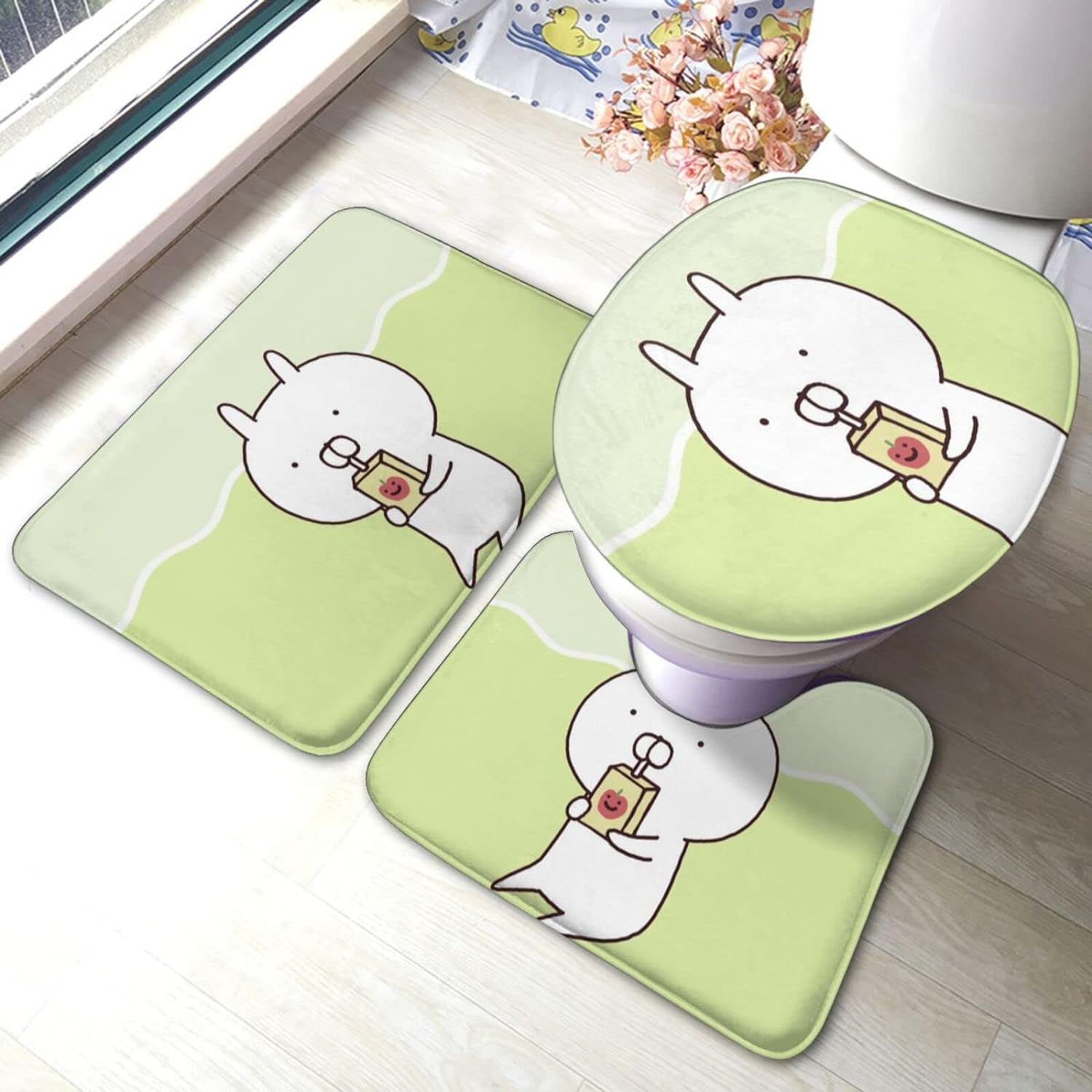Amazon | バスマット うさまる トイレマット トイレマット3点セット 