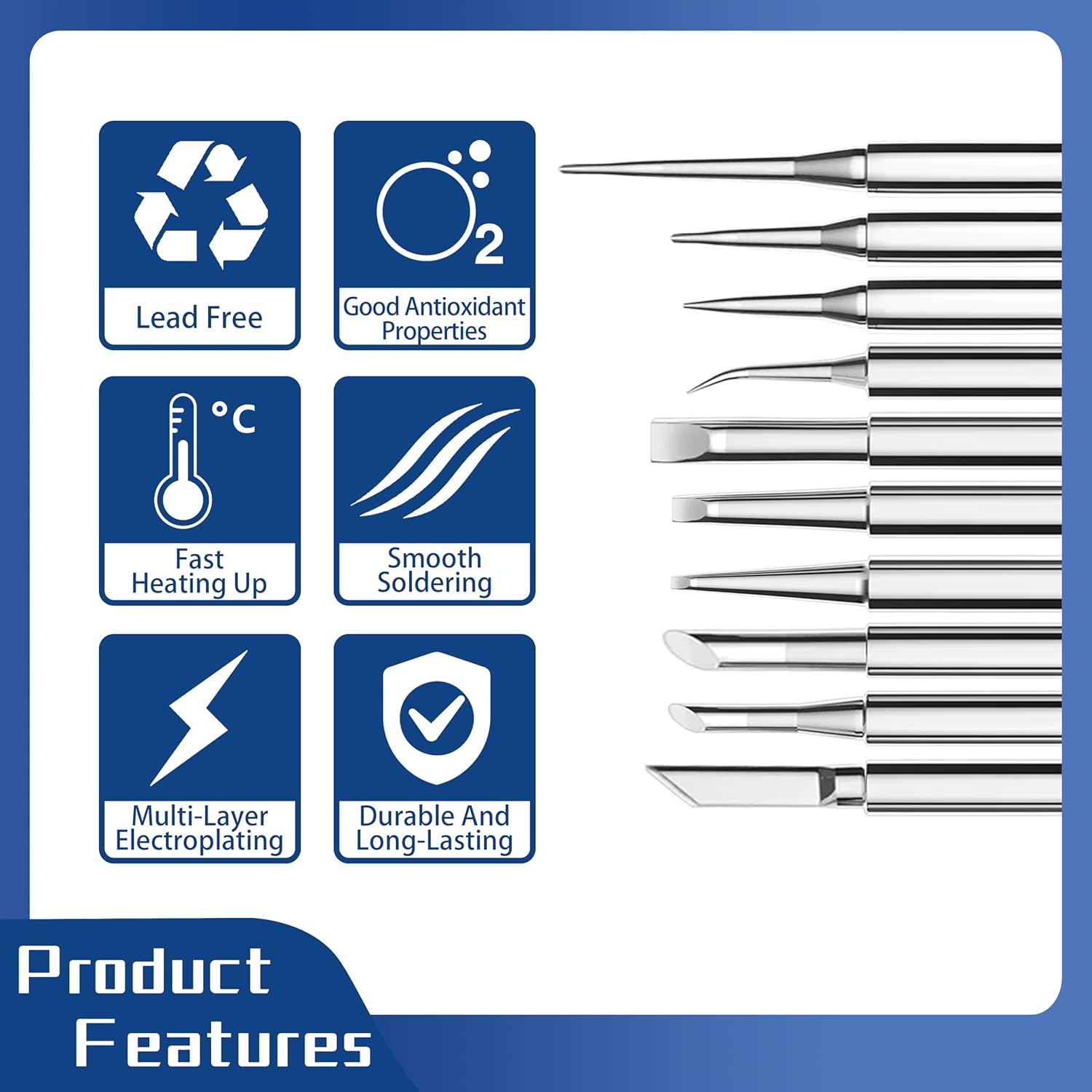Soldering Iron Tips Kit, 10 Pieces Tip Replacement