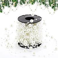 Vista 11 de Pangda Guirnalda de cuentas artificiales de 65.6 pies, cadena de cuentas de plástico, rollo de adornos para manualidades, árbol de Navidad, boda