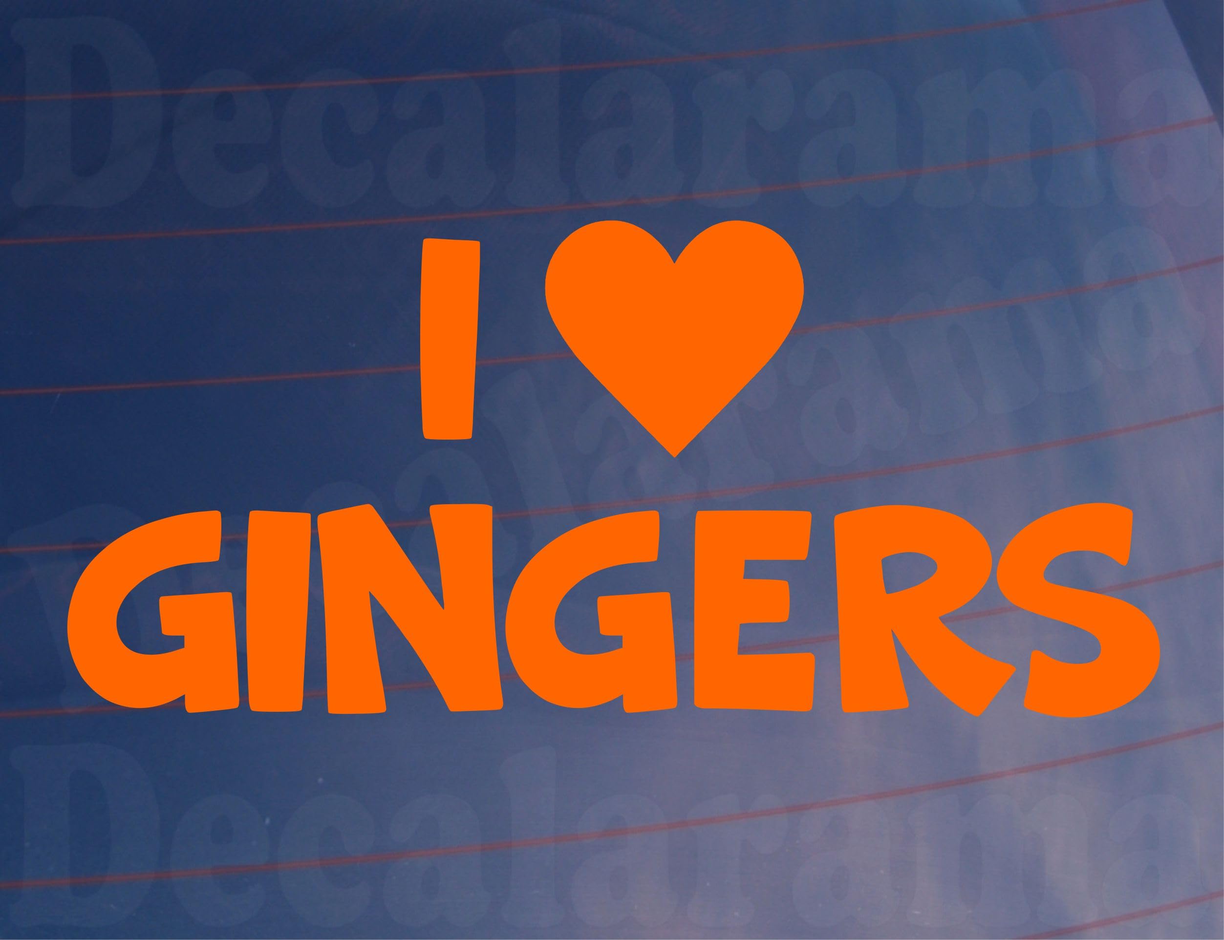 Decalarama Orange Car Stickers I Love Heart Gingers Fun Cute Novelty Van Window Bumper Boot Door Decal Gift Present