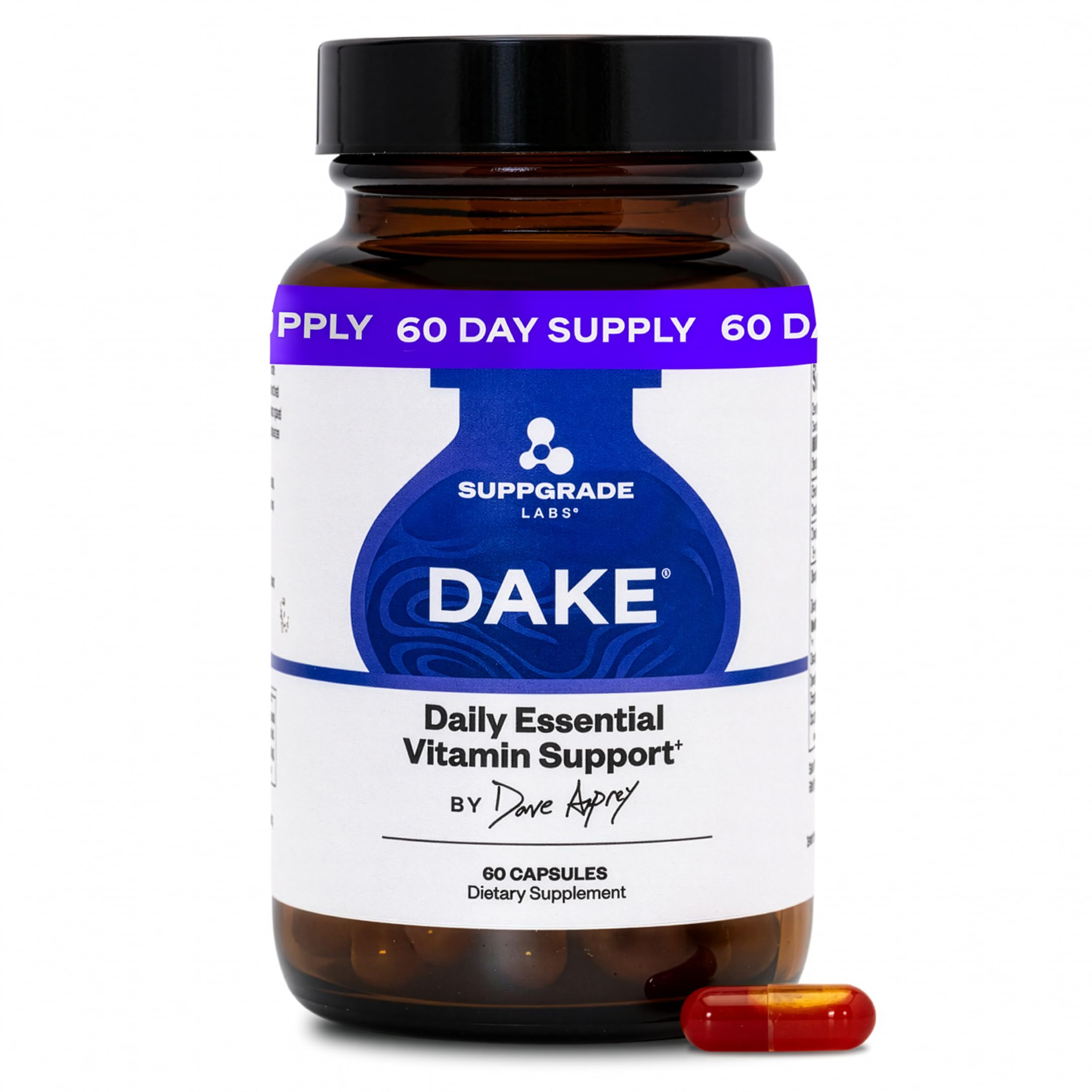 Suppgrade Labs DAKE by Dave Asprey - Polivitamínico com vitaminas D3, A, K1, K2 e E - 60 cápsulas