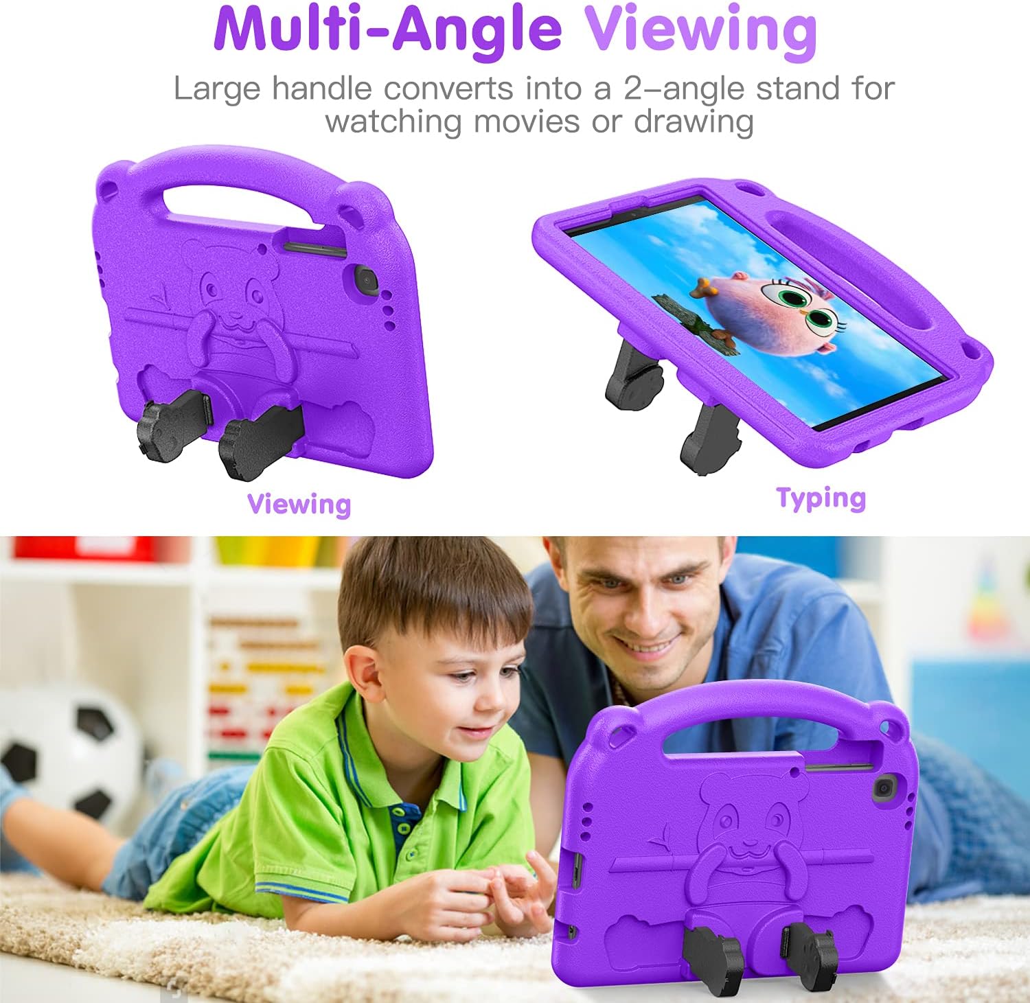TiMOVO Kids Case for Samsung Galaxy Tab A7 Lite Tablet (SM-T220/T225/T227), Galaxy Tab A7 Lite Case for Kids, Lightweight Handle Stand Kids Friendly Cover fit Galaxy Tab A7 Lite 8.7 2021, Purple