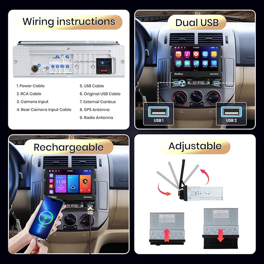 ANDROID - Pazzo Amazon.com: [2G+64G] Single Din Flip Out Car Stereo Wireless