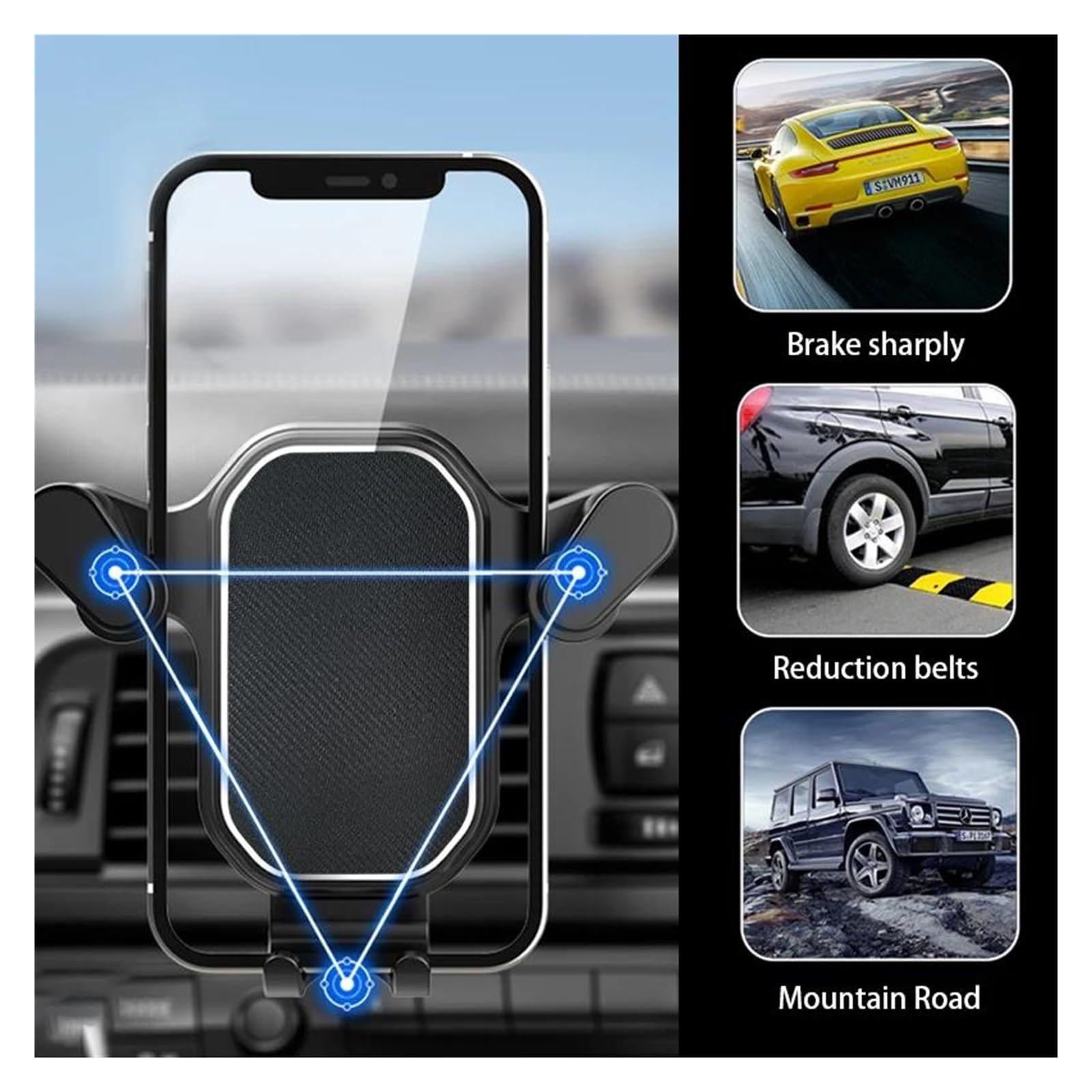Supporto per telefono da auto Gr&av&it&y, gancio per bocchetta dell'aria, supporto per telefono con rotazione a 360 gradi, supporto per Sm&ar&tp&ho&ne per auto, posizionamento con una sola mano(Extens