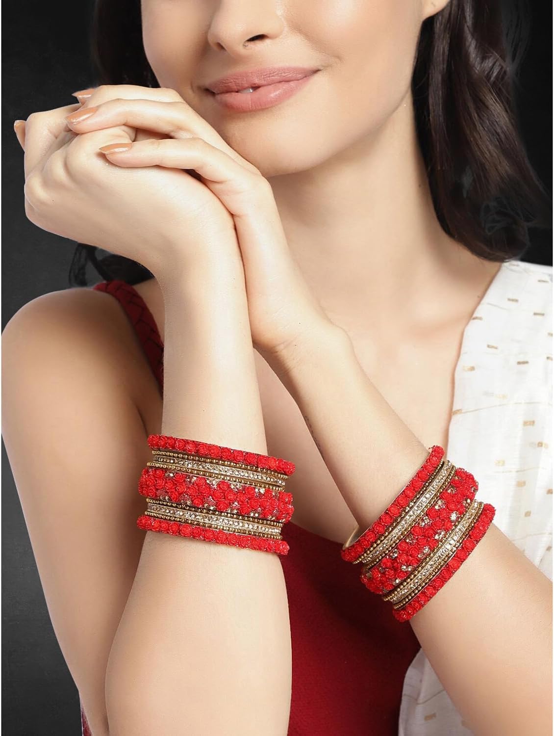 Aheli Ethnic Colorful Metal Bangles Chudha Set Stone Studded Bangle Set Indian Wedding Wear Fashion Jewelry Gift for Women Green