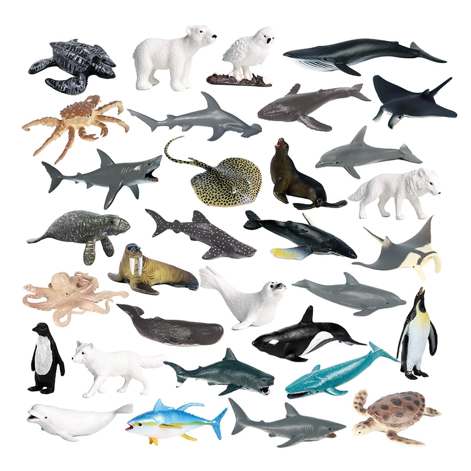 Sharplace 32x Modelos de Animales Marinos, Modelo de Animal Artificial, Juguete de Simulación de Animales Marinos, Modelo de Animales para Niños, Y