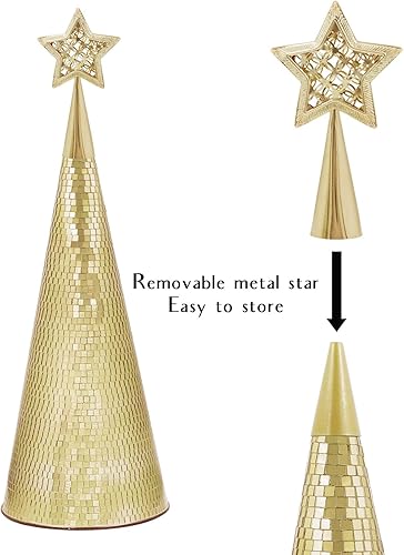 Miniatura 8 de Juego de 6 árboles de cristal dorados, 17, 15, 13 pulgadas, árbol de Navidad pequeño hecho a mano, decoración de discoteca para mesa de Navidad,