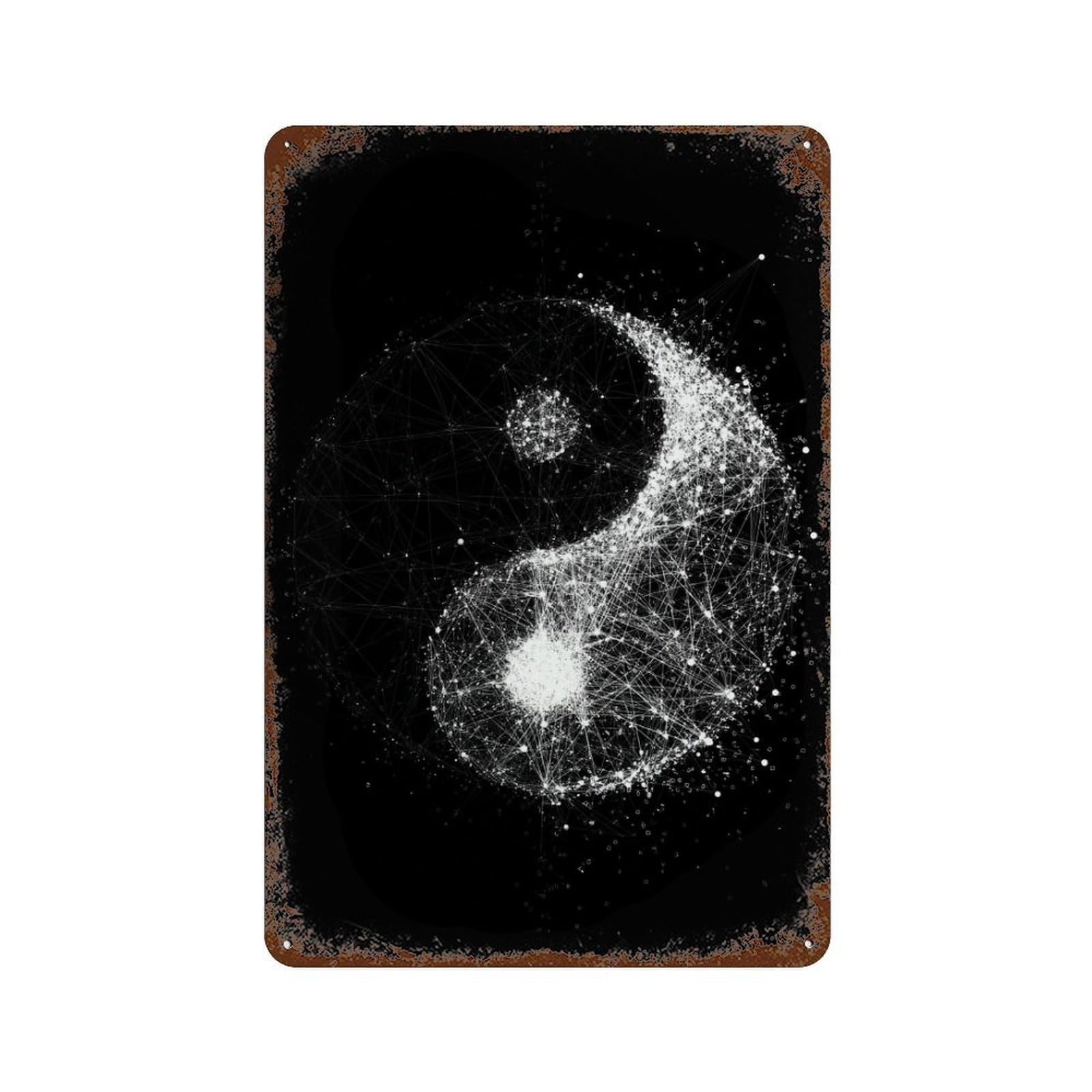 Yin Yang Network Art Rusty Metal Tin Sign 11.8"x7.9", Vintage Wall Decor for Garage, Pub Or Kitchen