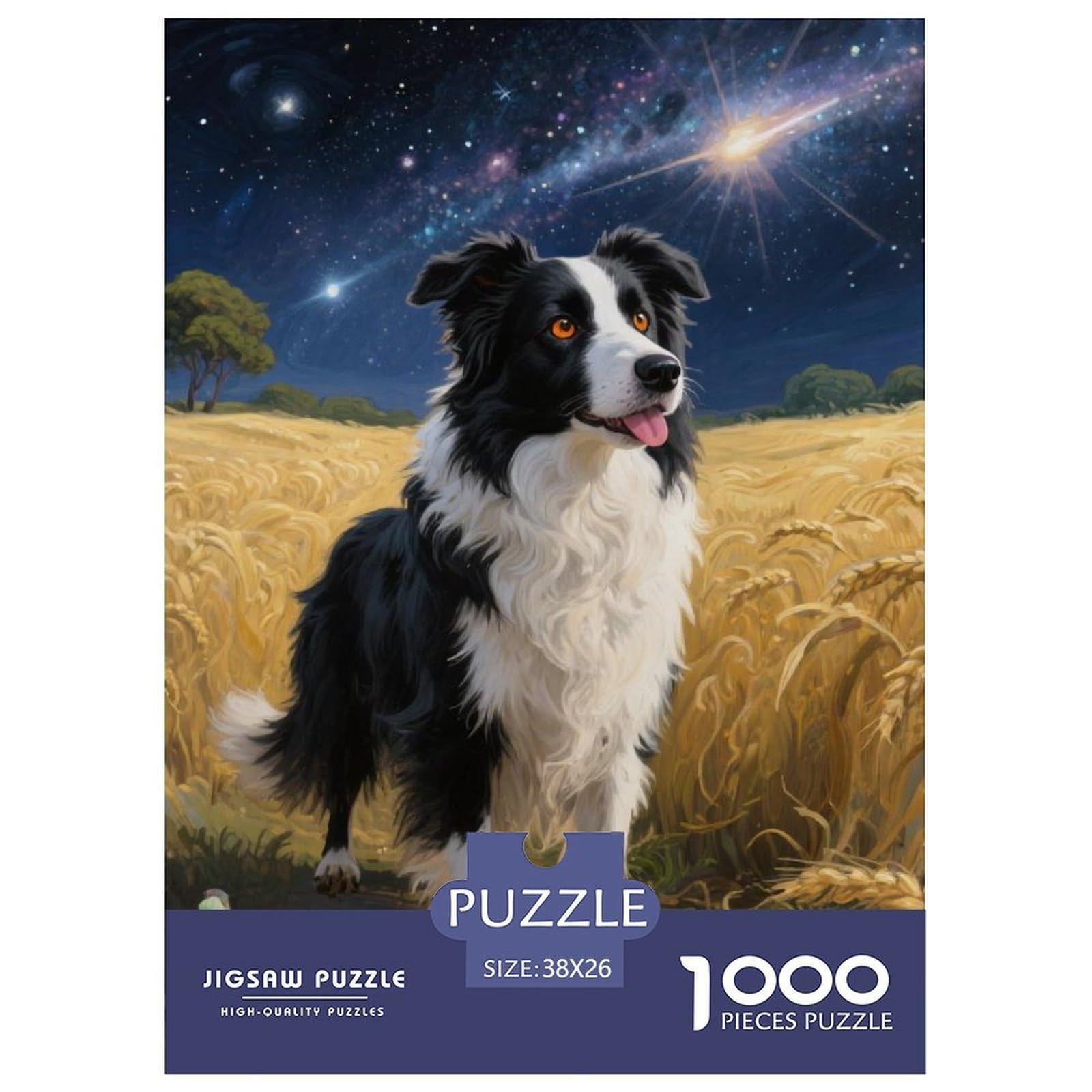 Border Collie 1000 Puzzles Adults Puzzle Adults Puzzle Gifts Birthday Animal Home Decoration Decompression 38x26cm/1000pcs — image 1