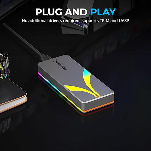 Miniatura 6 de SABRENT Rocket RGB NVMe y SATA M.2 SSD - Funda USB C 20Gbps sin herramientas, USB 3.2 Gen 2x2, Trim, UASP, RGB LED, compatible con unidades