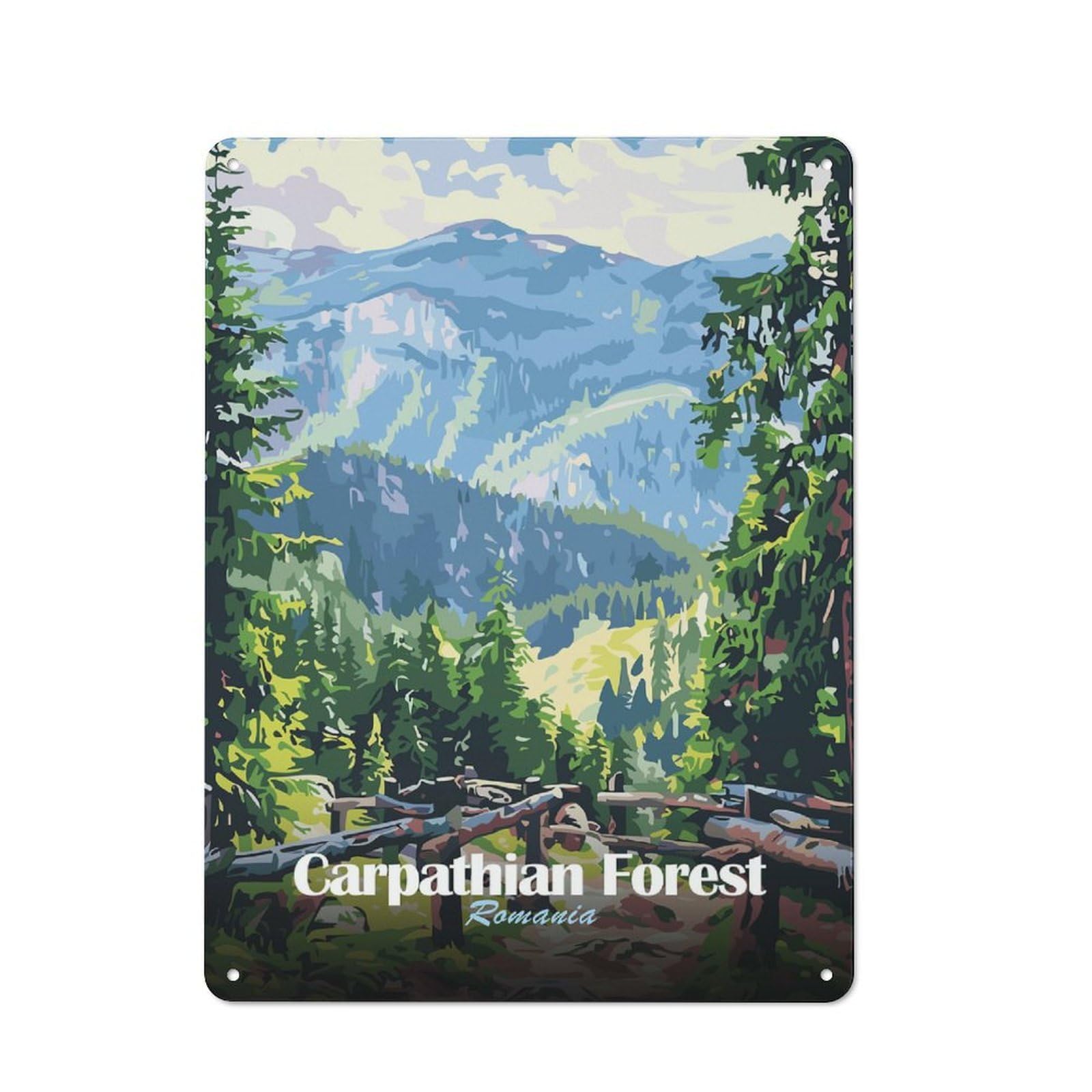 Cosy Carpathian Forest, Romania Metal Plaque 40x30cm, Kitchen Wall Decor for Kitchen, Cafe, Pantry Or Dining Room
