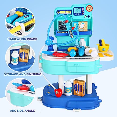 Miniatura 2 de Kit médico 2 en 1 para niños pequeños de 3 a 5 años, 31 piezas de juego de médico para niños, kit de médico para niños pequeños con juego de rol,