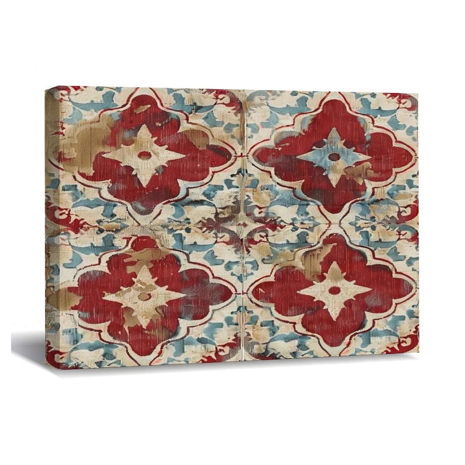 Geometric Kilim Moroccan Ikat Canvas Wall Art 10x8in Printed Pictures Artwork Posters Paintings Decoration for Living Room Bedroom Office Coffee Club New Home Birthday Gifts