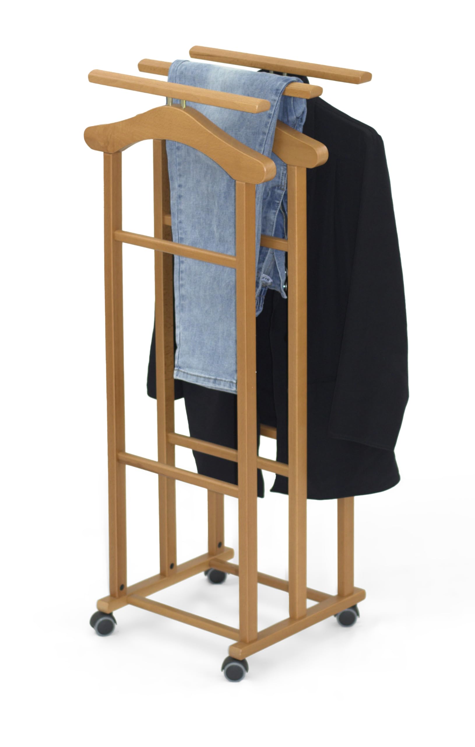 Arredamenti Italia Indossatore per camera da letto TRIELLO, Legno - 3 appendini e 3 portapantaloni - Finitura Ciliegio - Ar-It il cuore del legno