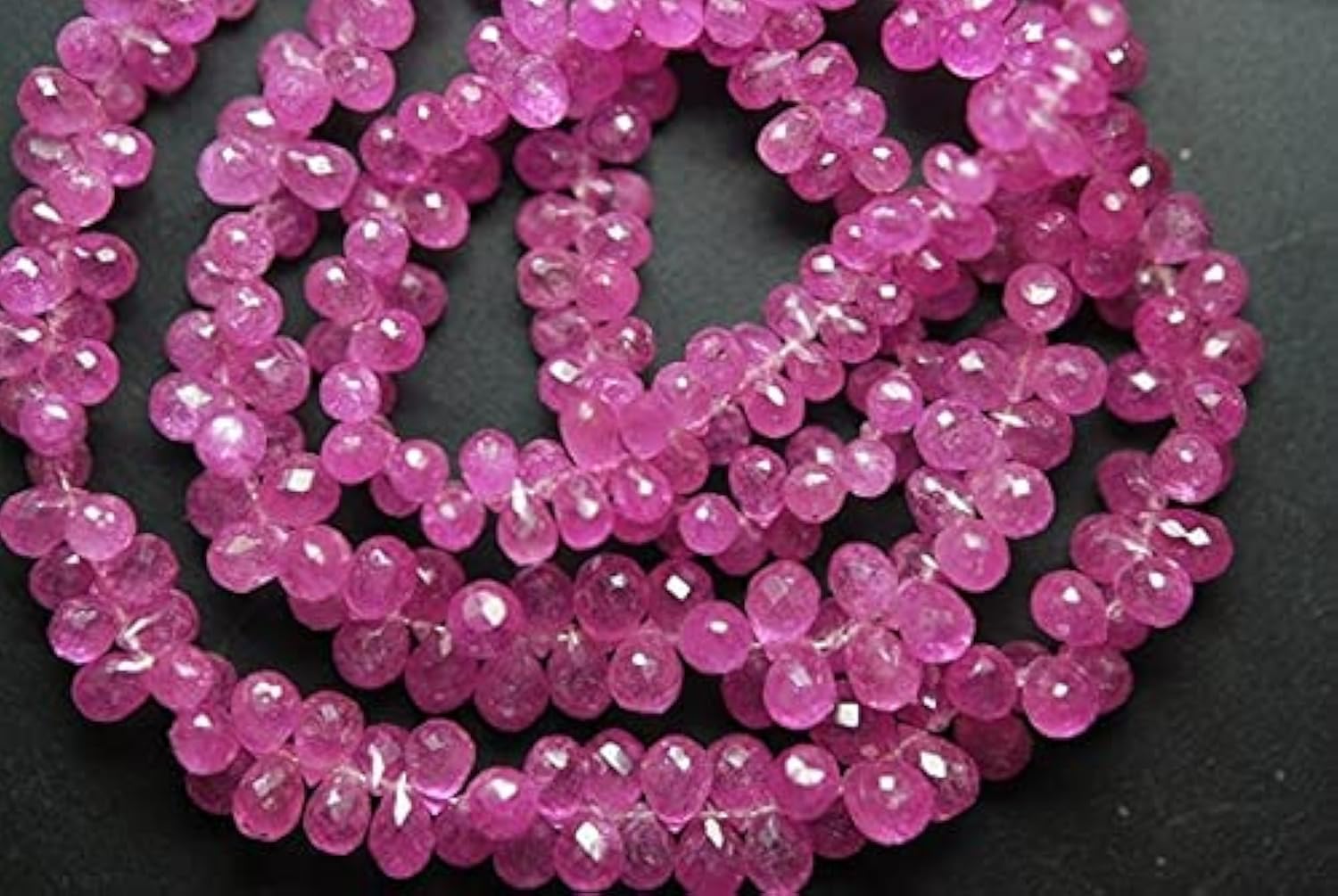 Saphir rose naturel perles gouttes facettées 4.5-7mm pour loisirs créatifs et joaillerie DIY