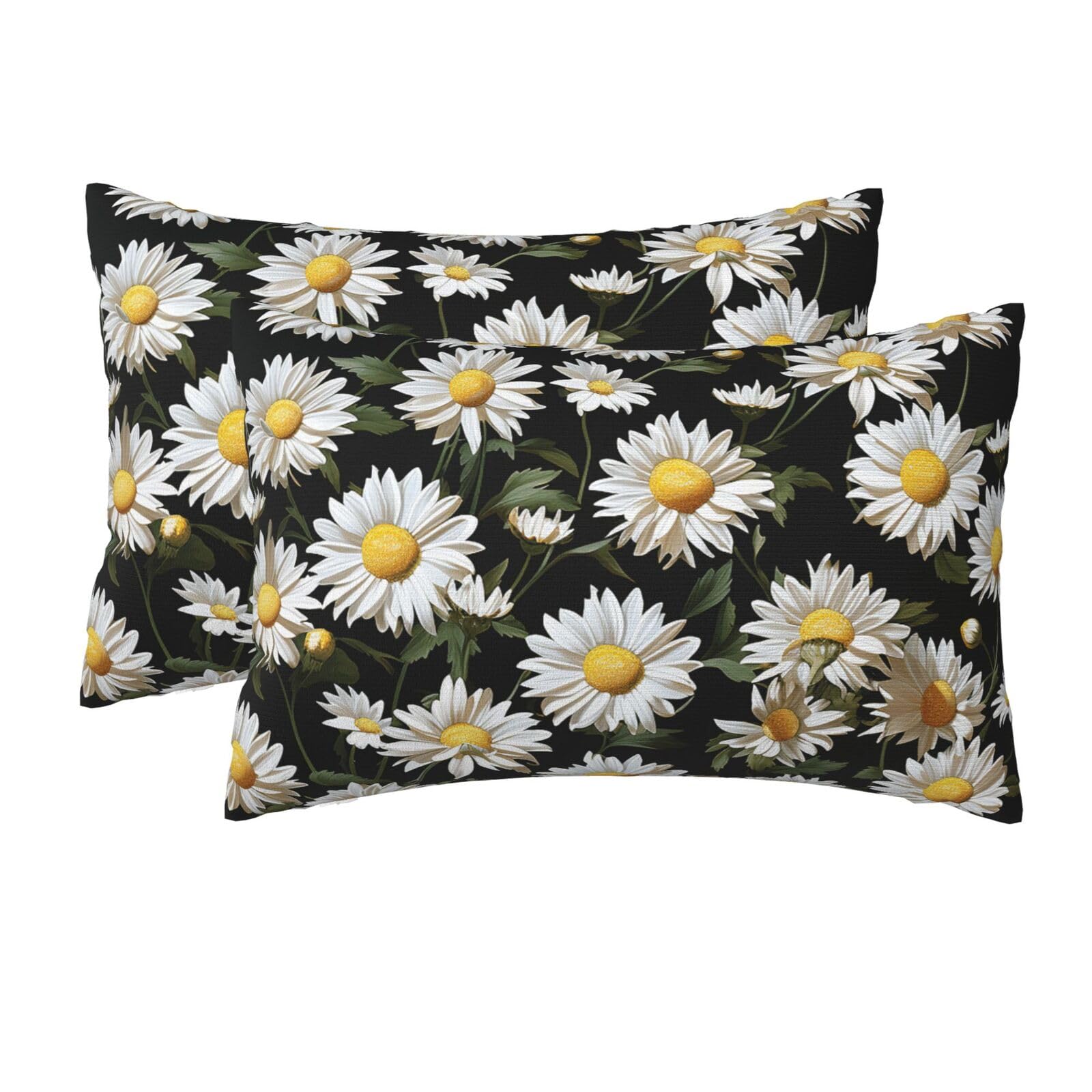 2 Pack Queen Size Pillow Cases for Hair and Skin Soft Breathable Pillow Case Covers with Hidden Zipper Daisy Pillowcase 20x30 Inches Pillow Cover for Sleeping Gift