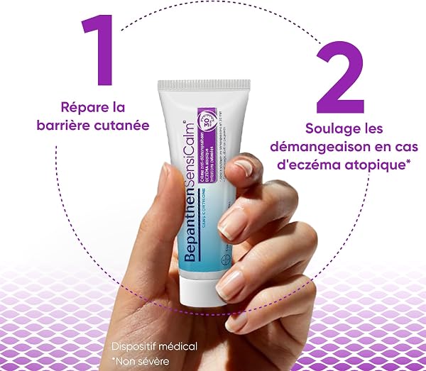 Bepanthen Sensicalm Crème Eczéma & Anti Démangeaisons - Soulagement Rapide 30 min - Eczéma Atopique - Sans Parfum ni Cortisone - Grand Format 50g + BepanthenDerma SensiControl Baume Relipidant 10ml - 4