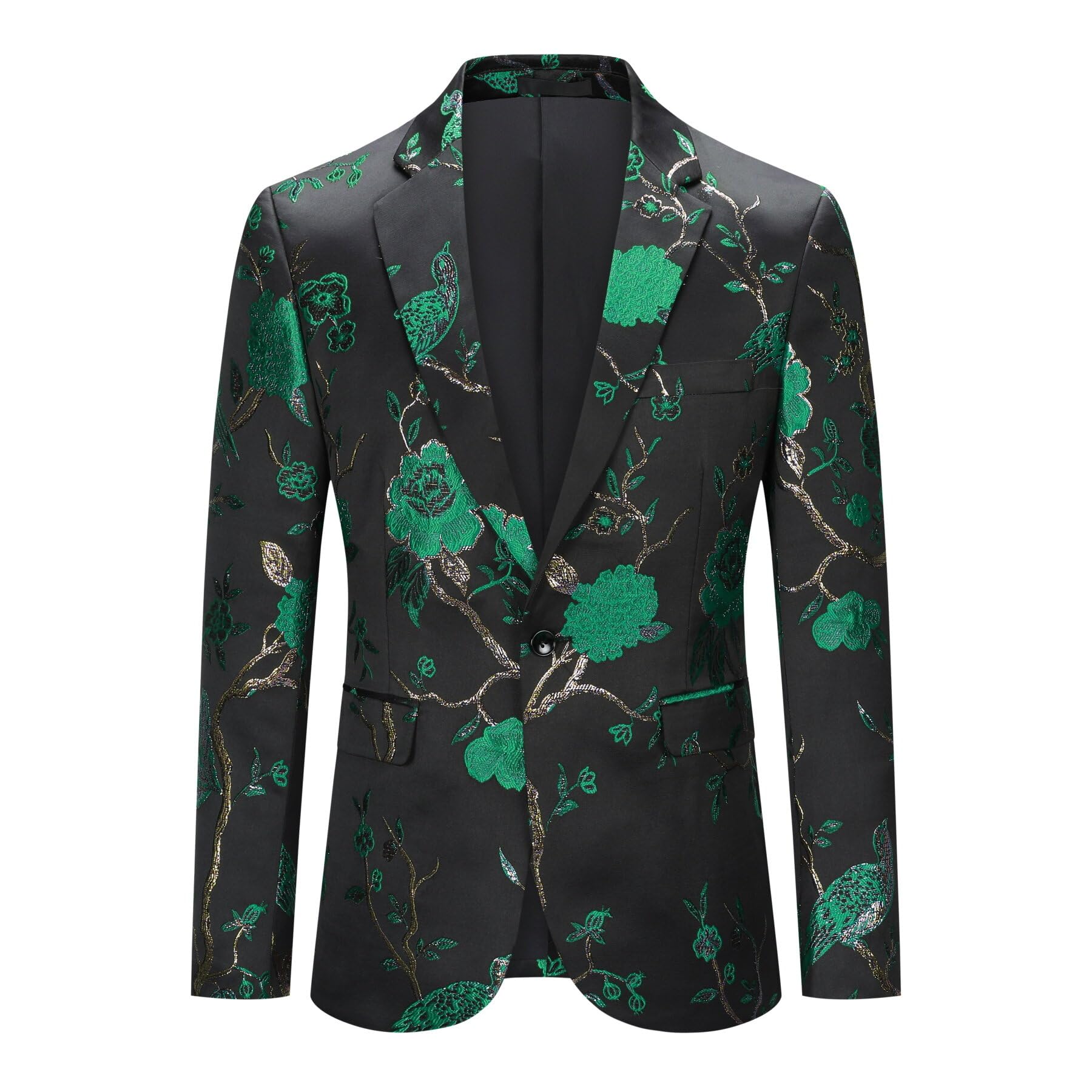 YOUTHUP Mens Embroidery Blazer Slim Fit Flowery Suit Jacket Stylish Floral Tuxedo Jackets