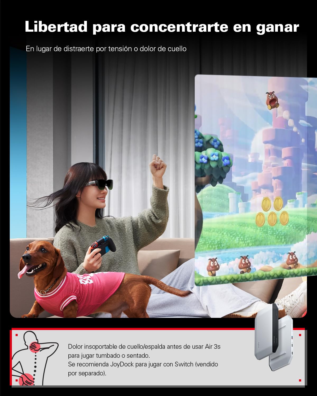 [Nuevo 2025] RayNeo Air 3s Gafas AR/XR, Pantalla HueView 201" 120Hz FHD, Gafas de Video AR portátiles para iPhone 17/16/15, Android, Mac, Switch, PS5, Steam Deck – Cine portátil de próxima generación
