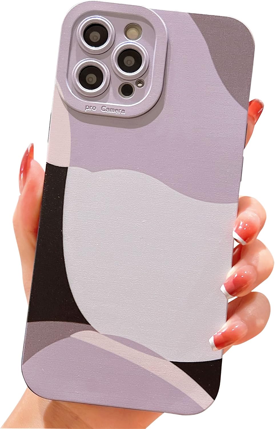 YKCZL Compatible with iPhone 12 Pro Max Case 6.7 Inch, Cute Painted Art Full Camera Lens Protective Slim Soft Shockproof Phone Case for Women Girl-Black